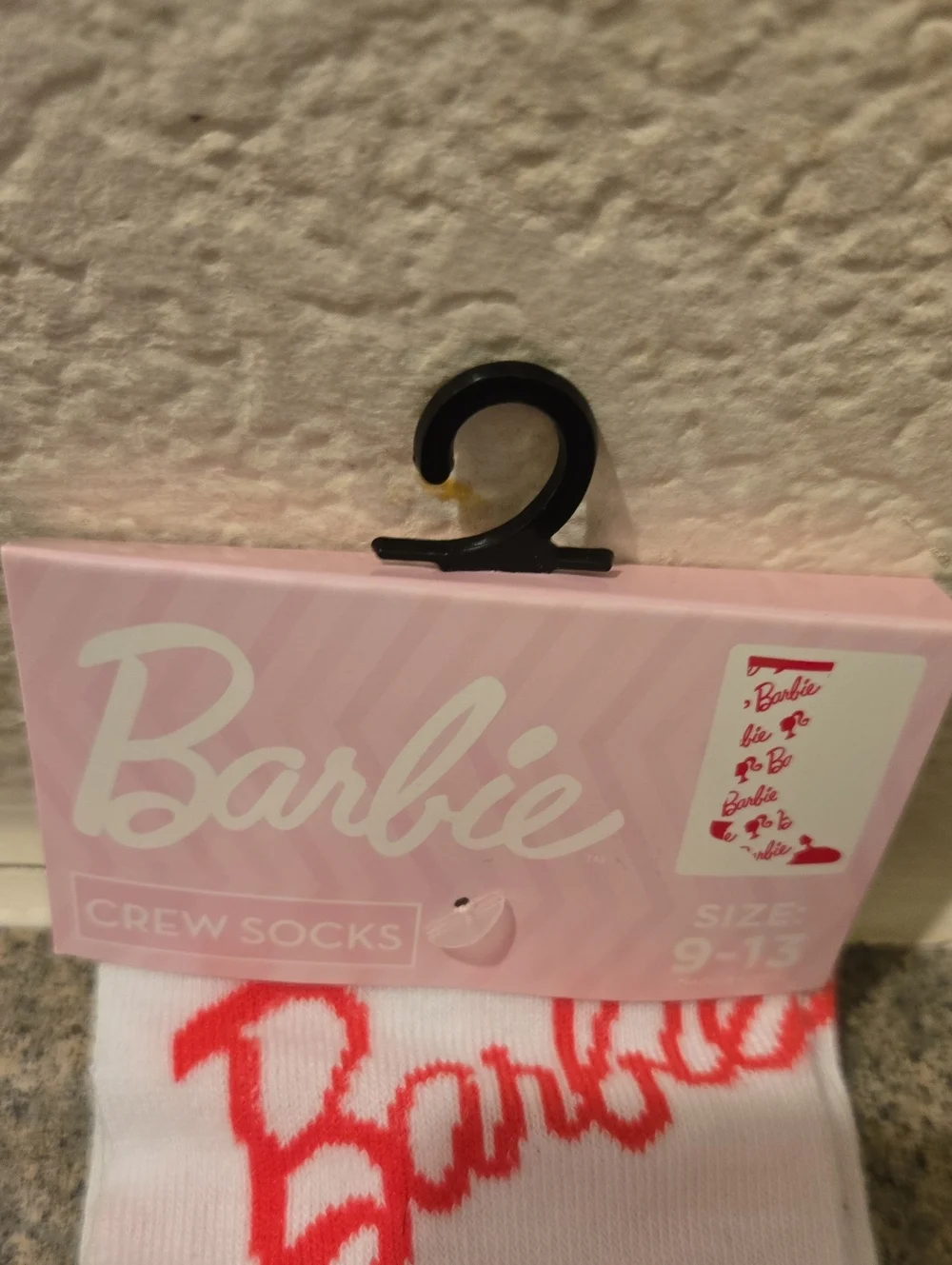 Barbie  White & Pink Crew Socks Size 9-13 Nwt